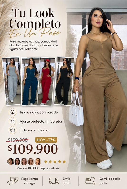 Enterizo Licrado Bota Ancha con Cierre Frontal