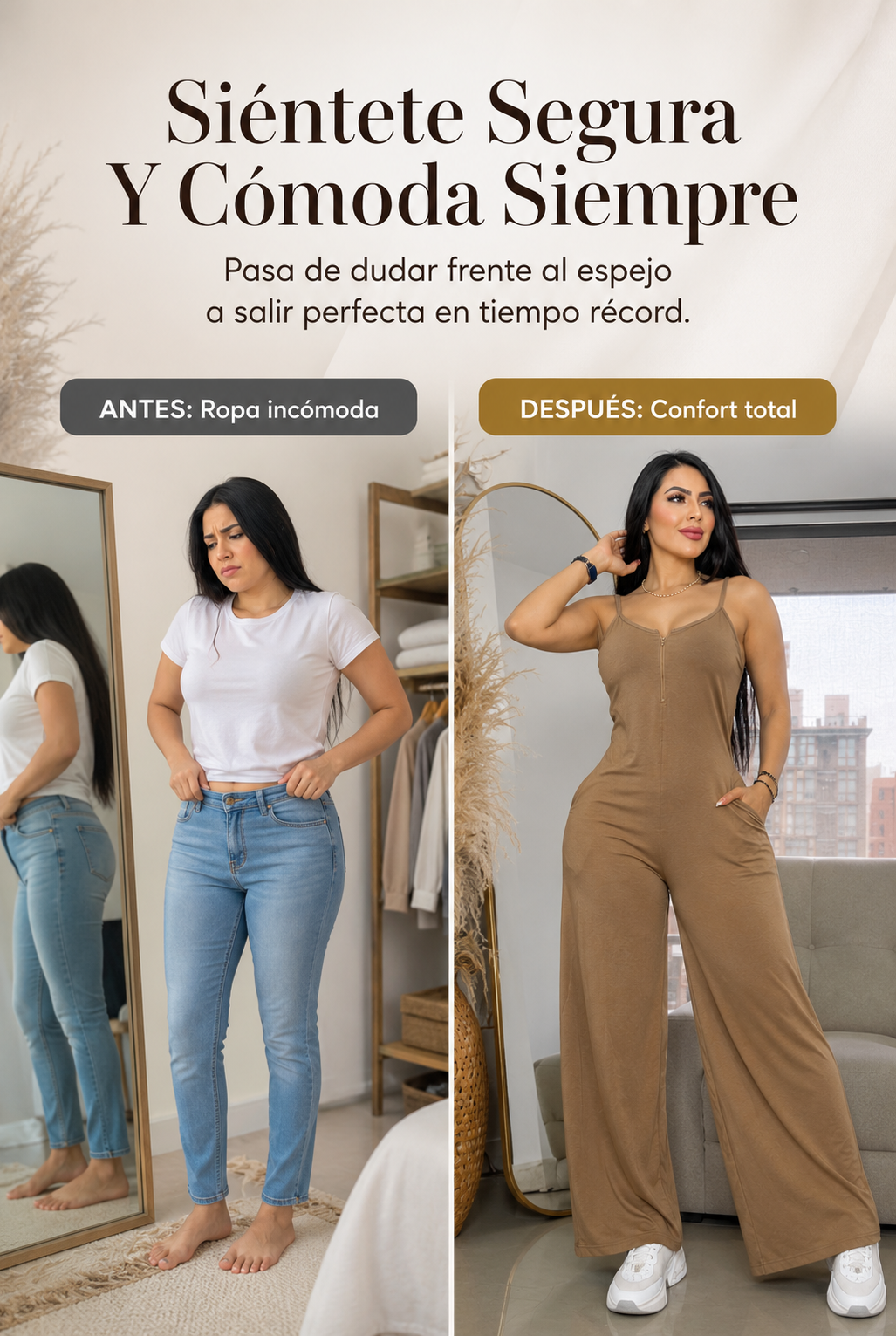 Antes y despues: ropa incomoda vs confort total