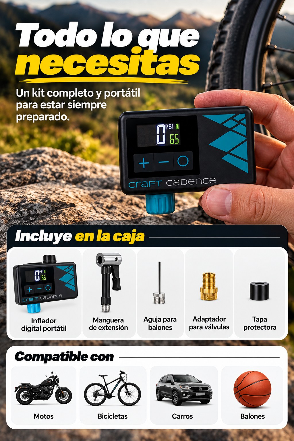 Mini inflador eléctrico portátil