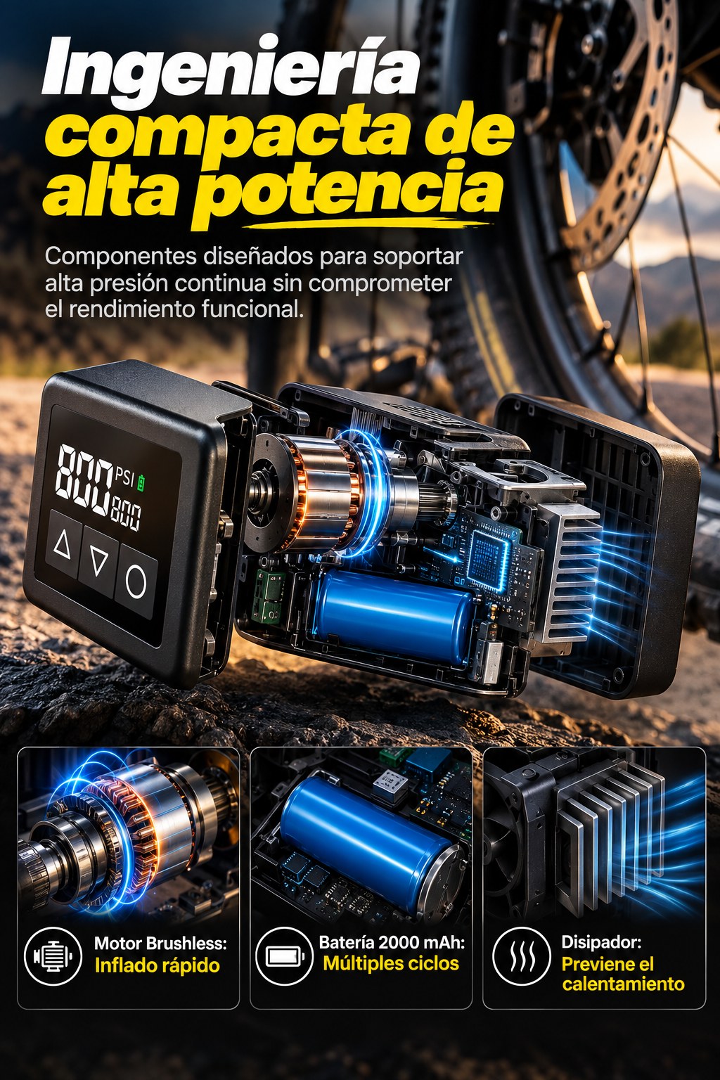 Mini inflador eléctrico portátil