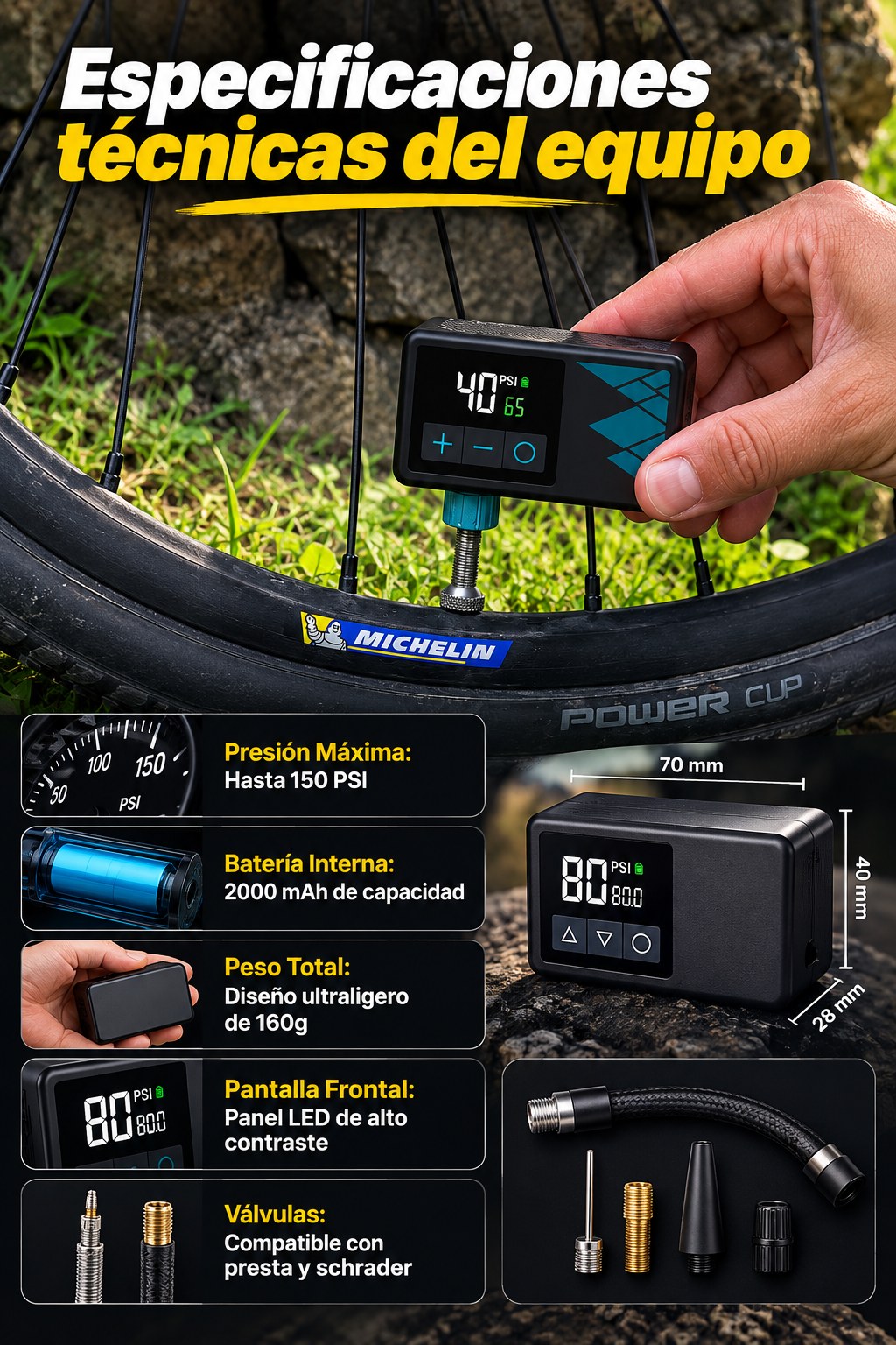 Mini inflador eléctrico portátil